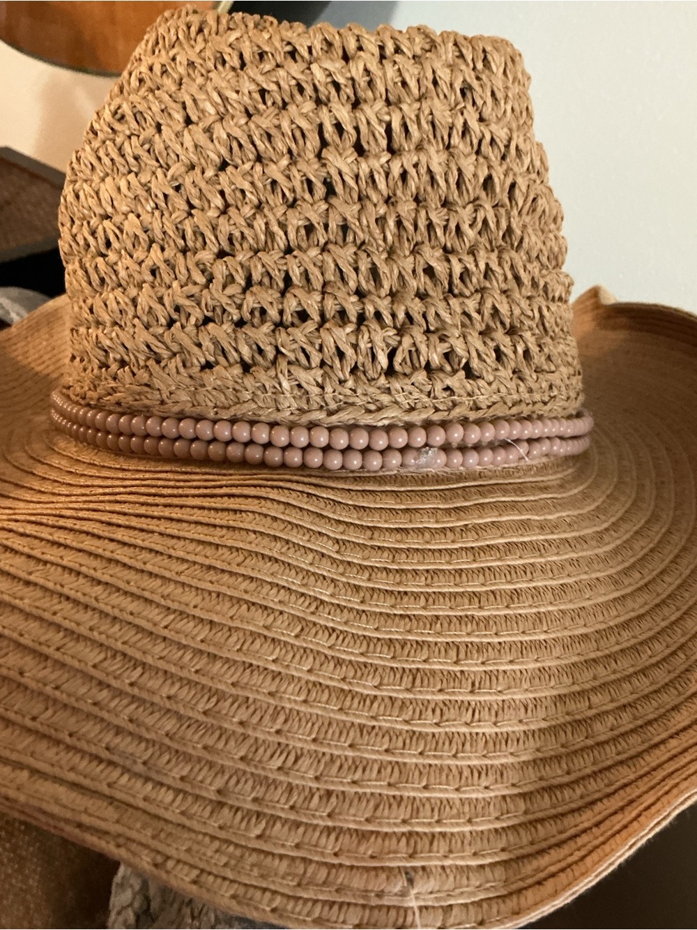 Crown Vintage Straw Wide-Brim Sun Hat in Natural Tan Size Small New w Tags - Picture 9 of 15